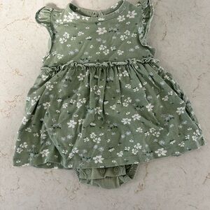 Carter's Green Floral Diaper Cover Dress